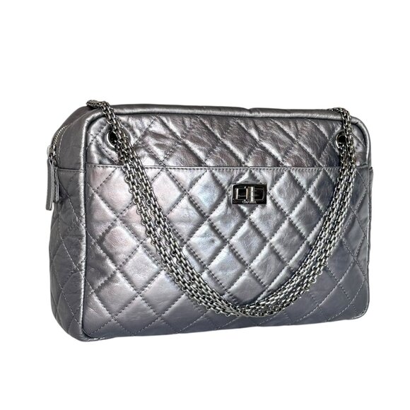 CHANEL Jumbo Reissue Camera Case Bag Classic 2.55 Dark Silver Calfskin - Picture 1 of 16